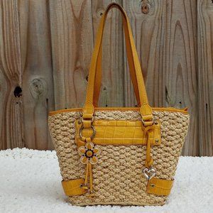 Brighton Tan and Yellow Woven Tote